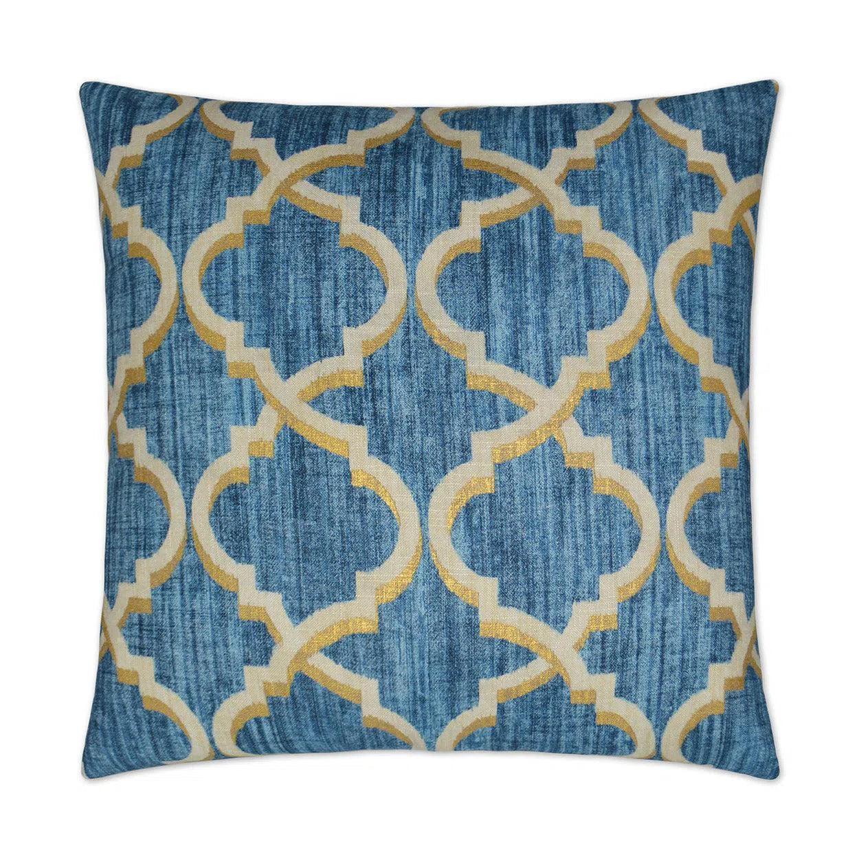 Lustrous Lattice Indigo Throw Pillow With Insert