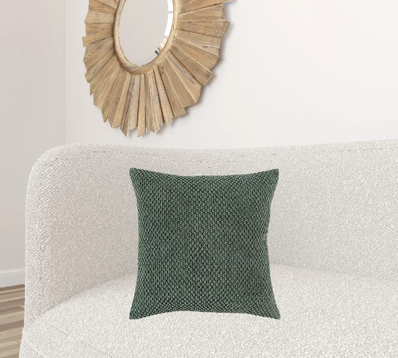 Olive Green Nubby Textured Modern Throw Pillow