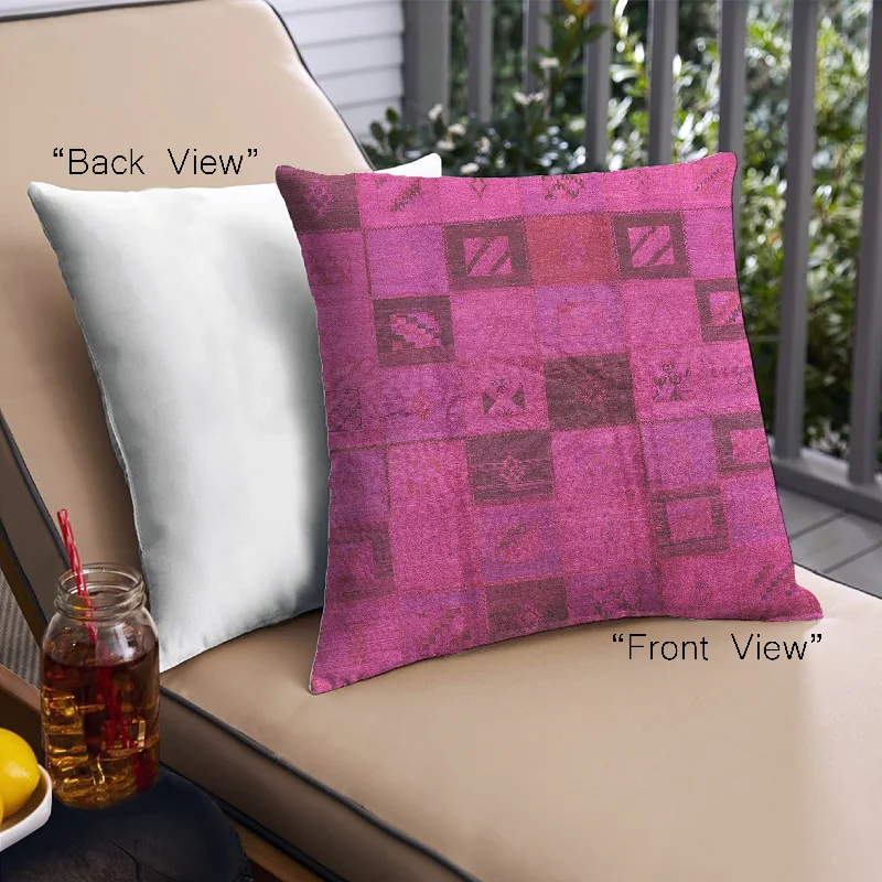 Mid-Century Modern Urban Indoor Outdoor Square Deep Pink Throw Pillow, 18 inch by 18 inch, pwurb1278