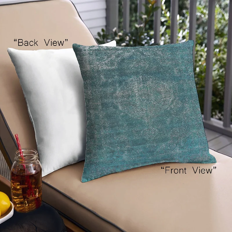 Mid-Century Modern Urban Indoor Outdoor Square Deep-Sea Green Throw Pillow, 18 inch by 18 inch, pwurb1899