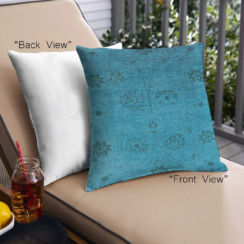 Mid-Century Modern Urban Indoor Outdoor Square Deep Sky Blue Throw Pillow, 18 inch by 18 inch, pwurb2679