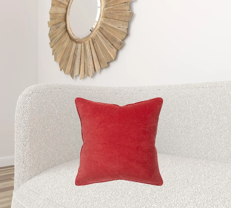 Red Solid Luxurious Modern Throw Pillow