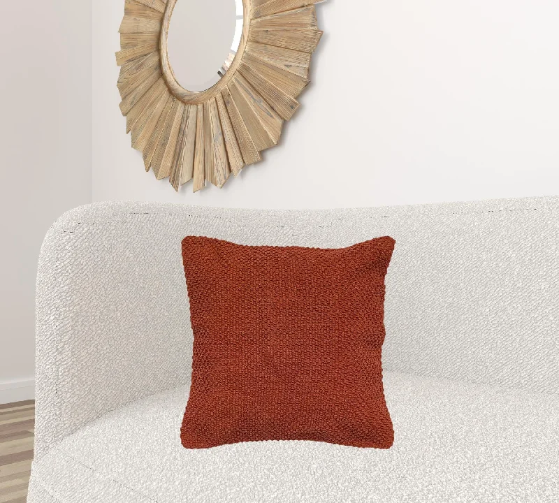 Rust Orange Nubby Textured Modern Throw Pillow