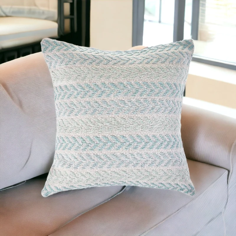 Set of Two 18" X 18" Blue Beach Chevron Cotton Zippered Pillow