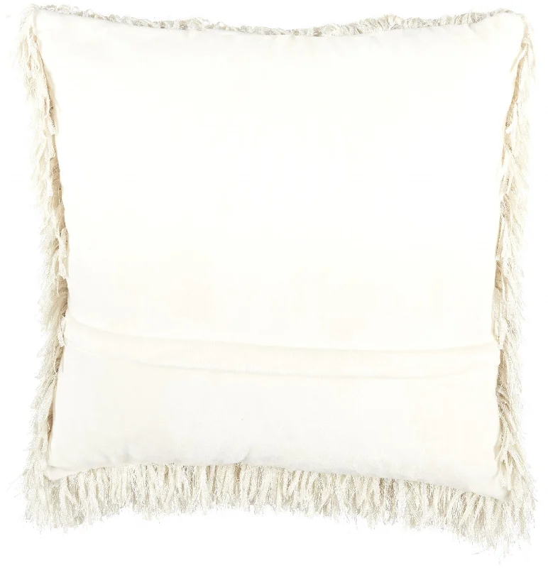 Square Ivory Shag Throw Pillow