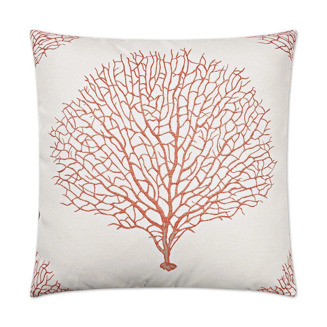 Taormina Coral Red Throw Pillow With Insert