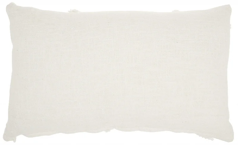 White Abstract  Shaggy Detail Lumbar Pillow